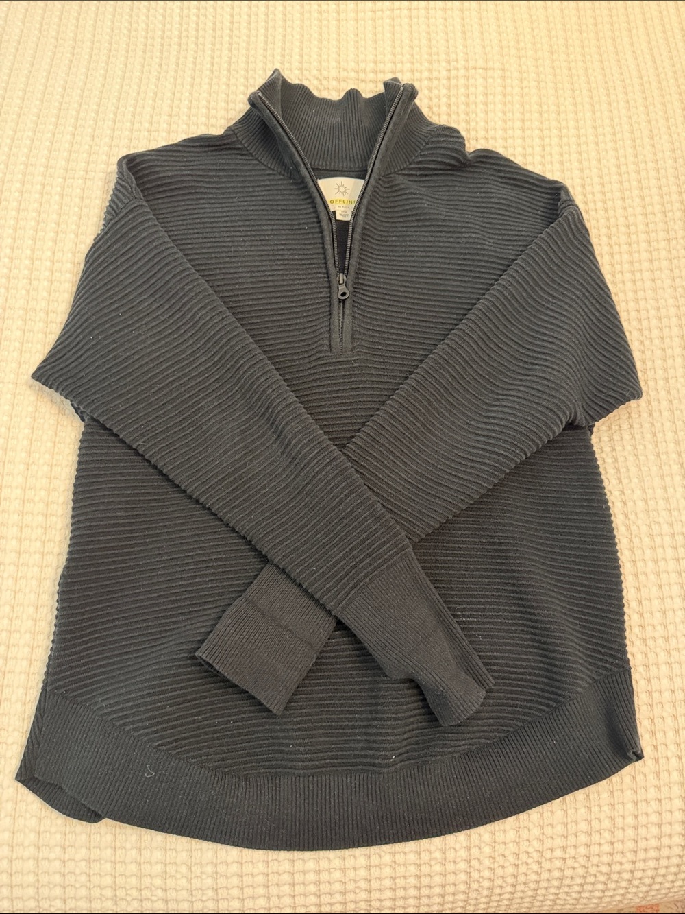 Offline aerie Black Women’s Black Ribbed Half-Zip Pullover Jacket